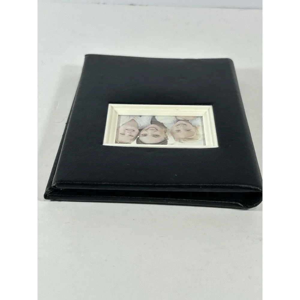 NEW Black Faux Leather 4x6 Photo Album 24 Capacity Slip-in Brag Book